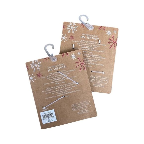 Modern Baby Infant Silicone 2 of 2 Pack Teethers Christmas Santa Mug Mittens NWT - Picture 7 of 7